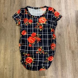 Mom&Co MaternityNavy blue floral shirt, Size Medium